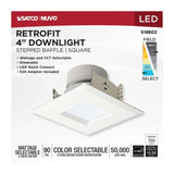 LED Retrofit Downlight Wattage Lumens & CCT Selectable 120v Square White Finish_3