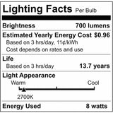 2Pk - 8W T9 LED Frosted Medium Base 2700K 700 Lumens 120v_1