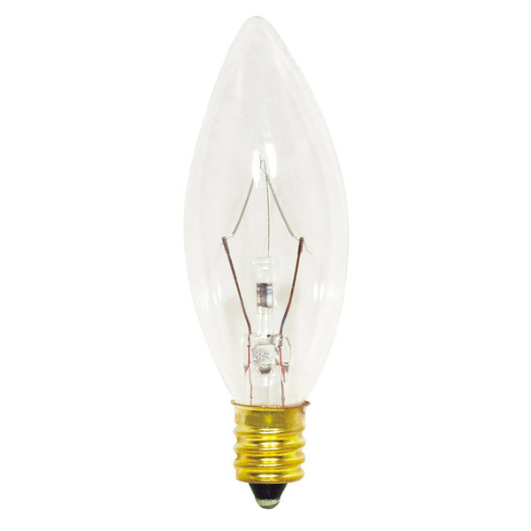 Satco S3345 15W 130V B8 Clear E12 Candelabra Base Incandescent Bulb ...