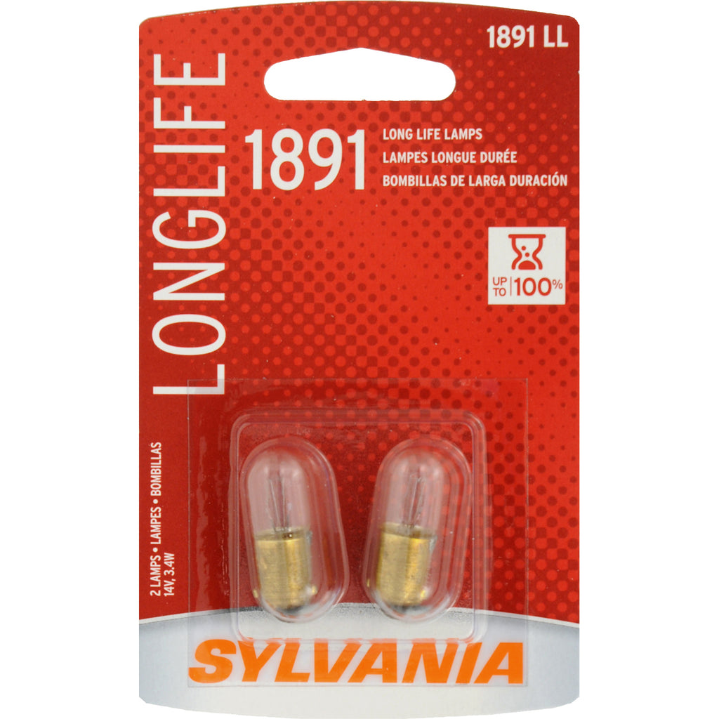 2-PK SYLVANIA 1891 Long Life Automotive Light Bulb