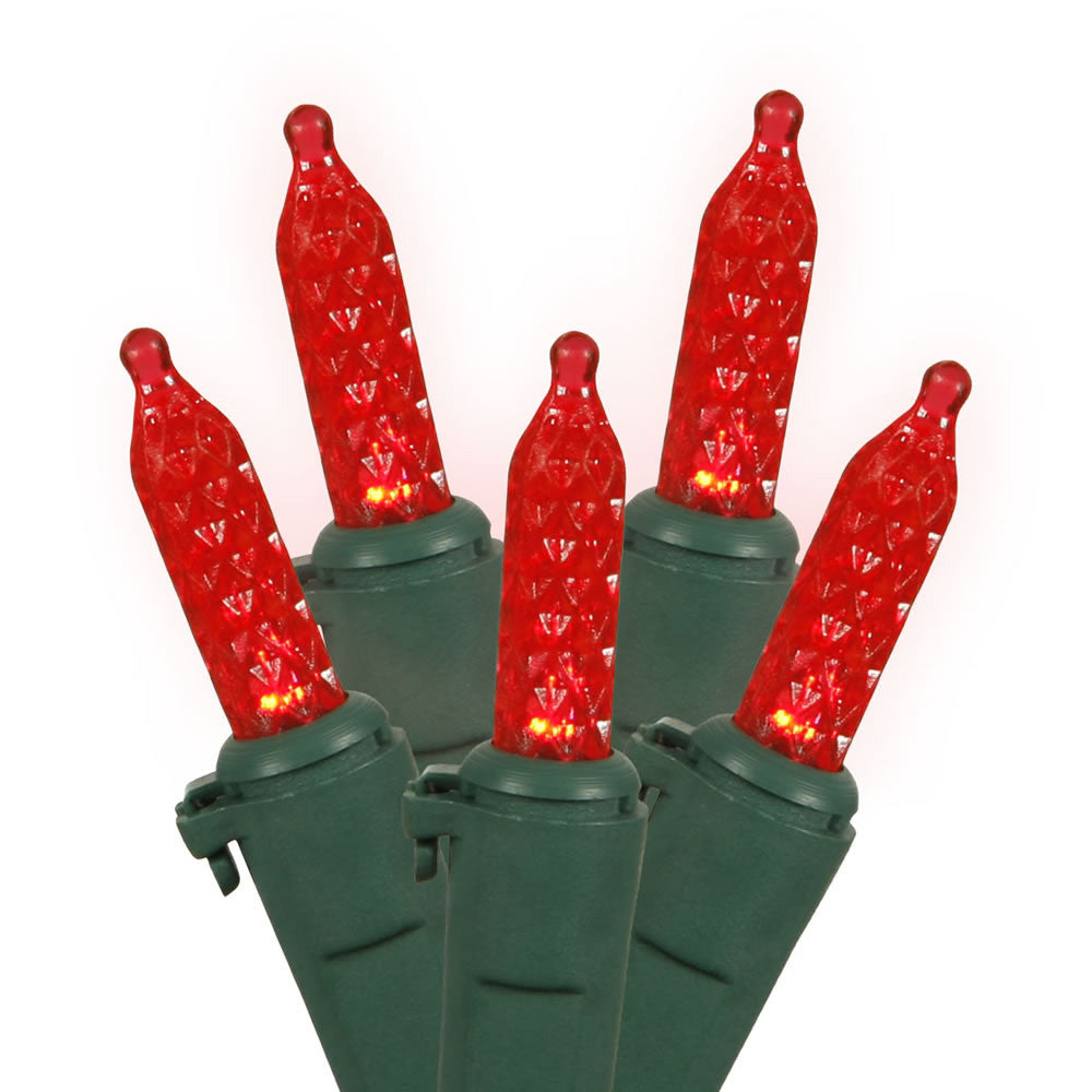 70 Red M5 Mini LED Lights Green Wire 36Ft. Christmas set – BulbAmerica