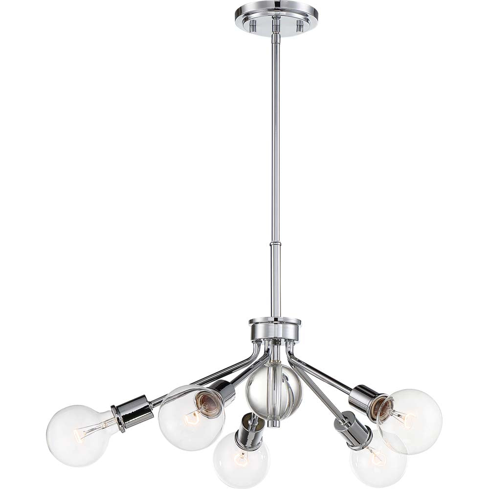 Nuvo Lighting 60w Bounce 5-Light Pendant Polished Nickel Finish