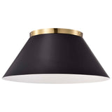 Dover 3-Light Large Flush Mount Black with Vintage Brass - BulbAmerica