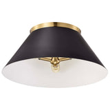 Dover 3-Light Large Flush Mount Black with Vintage Brass