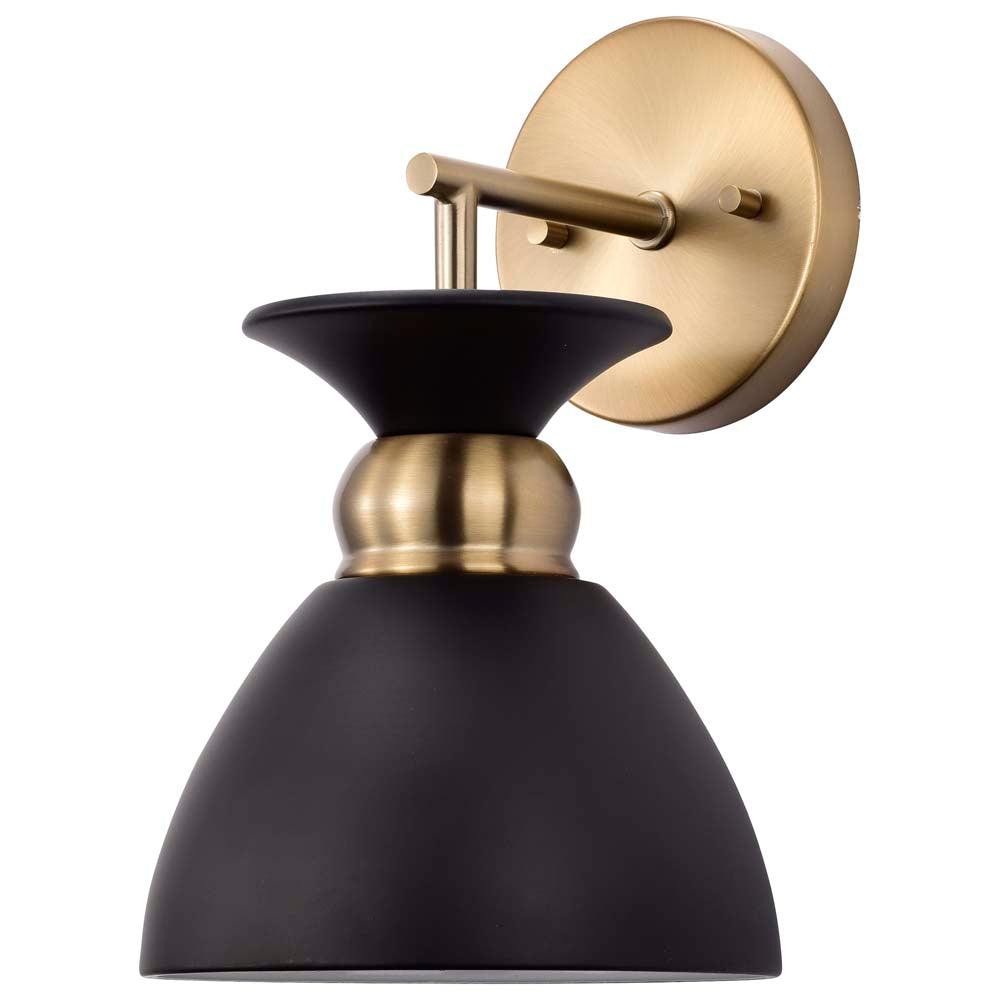 Perkins 1-Light Wall Sconce Matte Black with Burnished Brass