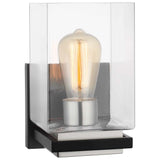 Crossroads 1-Light Vanity Matte Black with Clear Glass - BulbAmerica