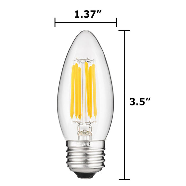 Sunlite Antique Filament LED 6 Watt 2700K E26 Base Chandelier Bulbs ...