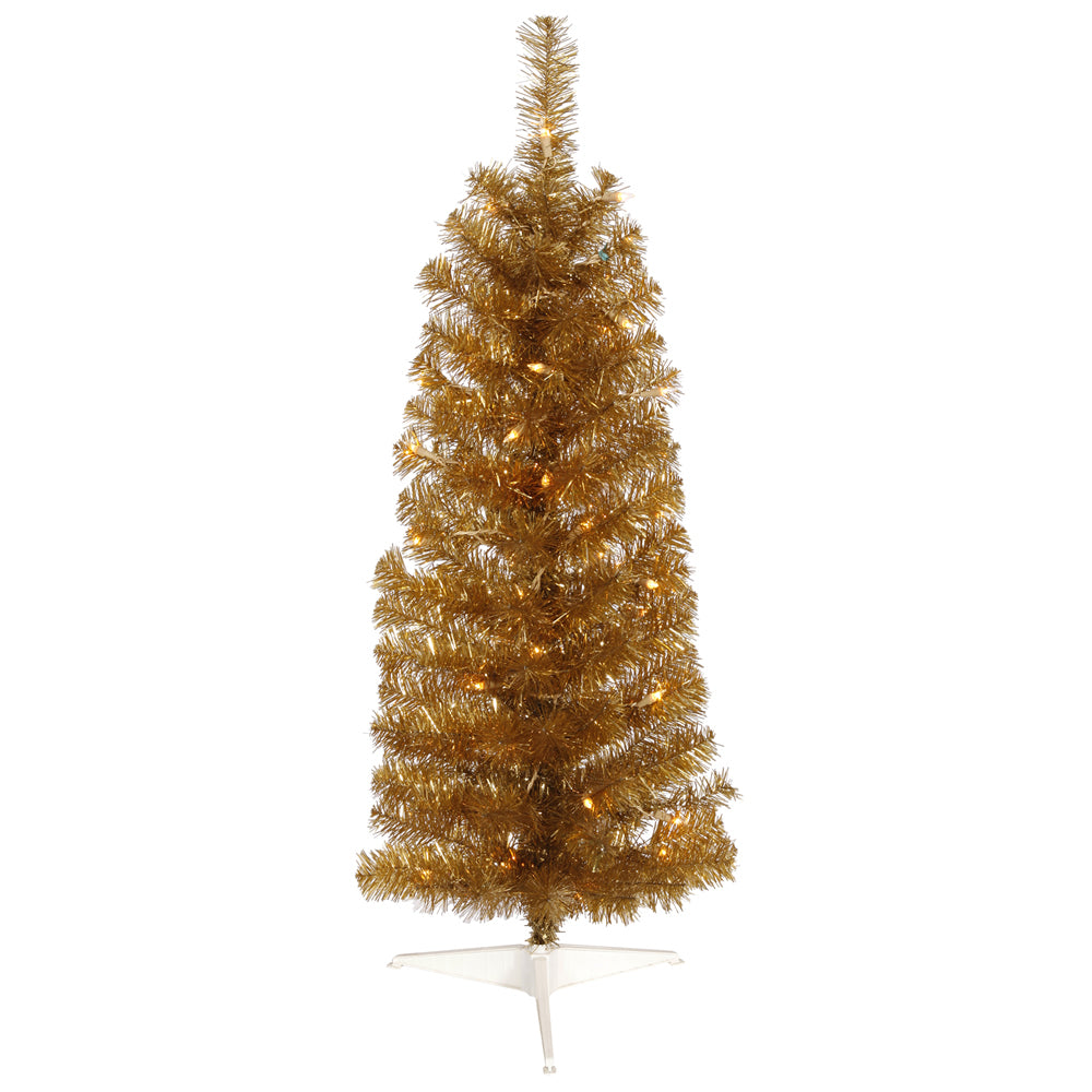 Vickerman 3' Antique Gold Pencil Artificial Christmas Tree Warm White ...