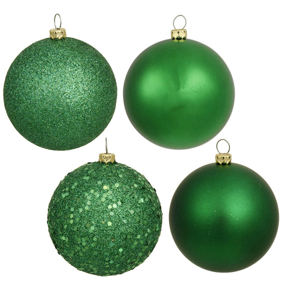 Vickerman 4 in. Green Ball 4-Finish Asst Christmas Ornament