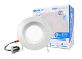 NICOR 5/6in. 878Lm LED Downlight in White w/ Baffle, 3000K Round Recessed Light