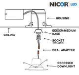 NICOR 5/6in. 878Lm LED Downlight in White w/ Baffle, 3000K Round Recessed Light_4