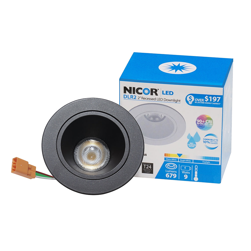 NICOR 2 in. LED Downlight in Black, 3000K