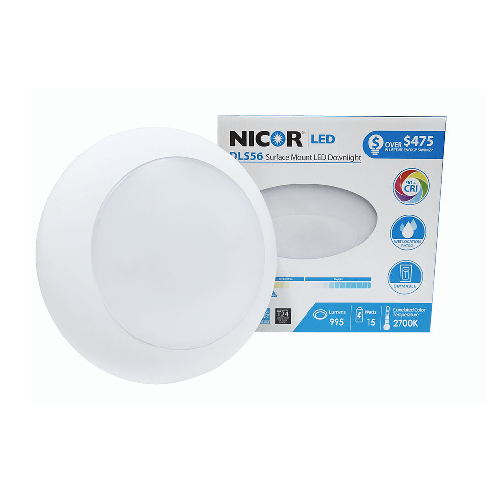 NICOR 900 Lumen White 2700K LED Surface Mount Retrofit for 5" and 6" Housings