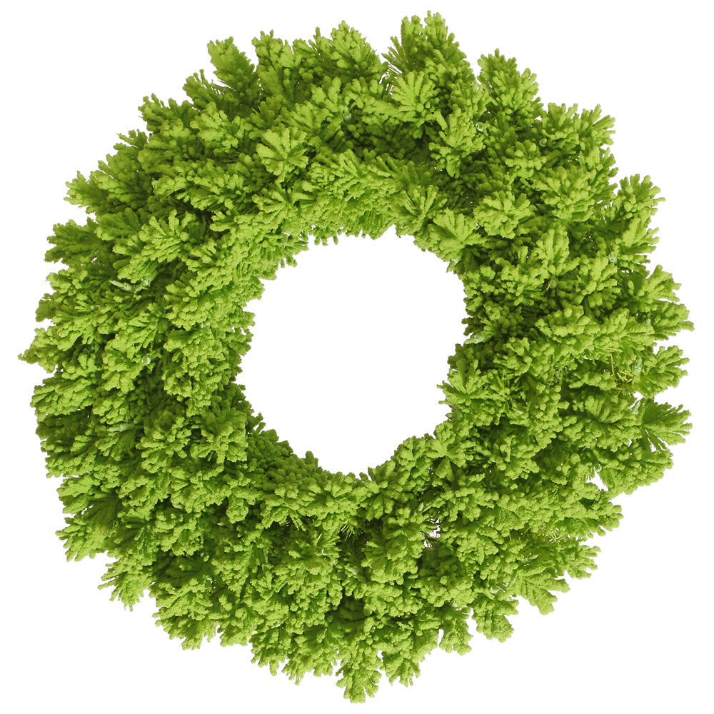 Unlit 24" Flocked Lime Fir Artificial Wreath - 150 PVC Tips and Lime Flocking