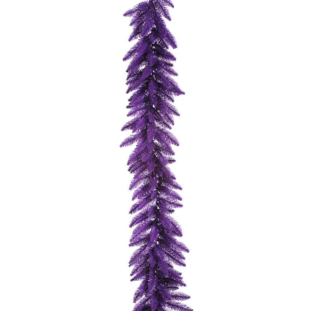 9' x 14" Purple Artificial Garland - 250 PVC Tips 100 Purple Dura-Lit LED Lights