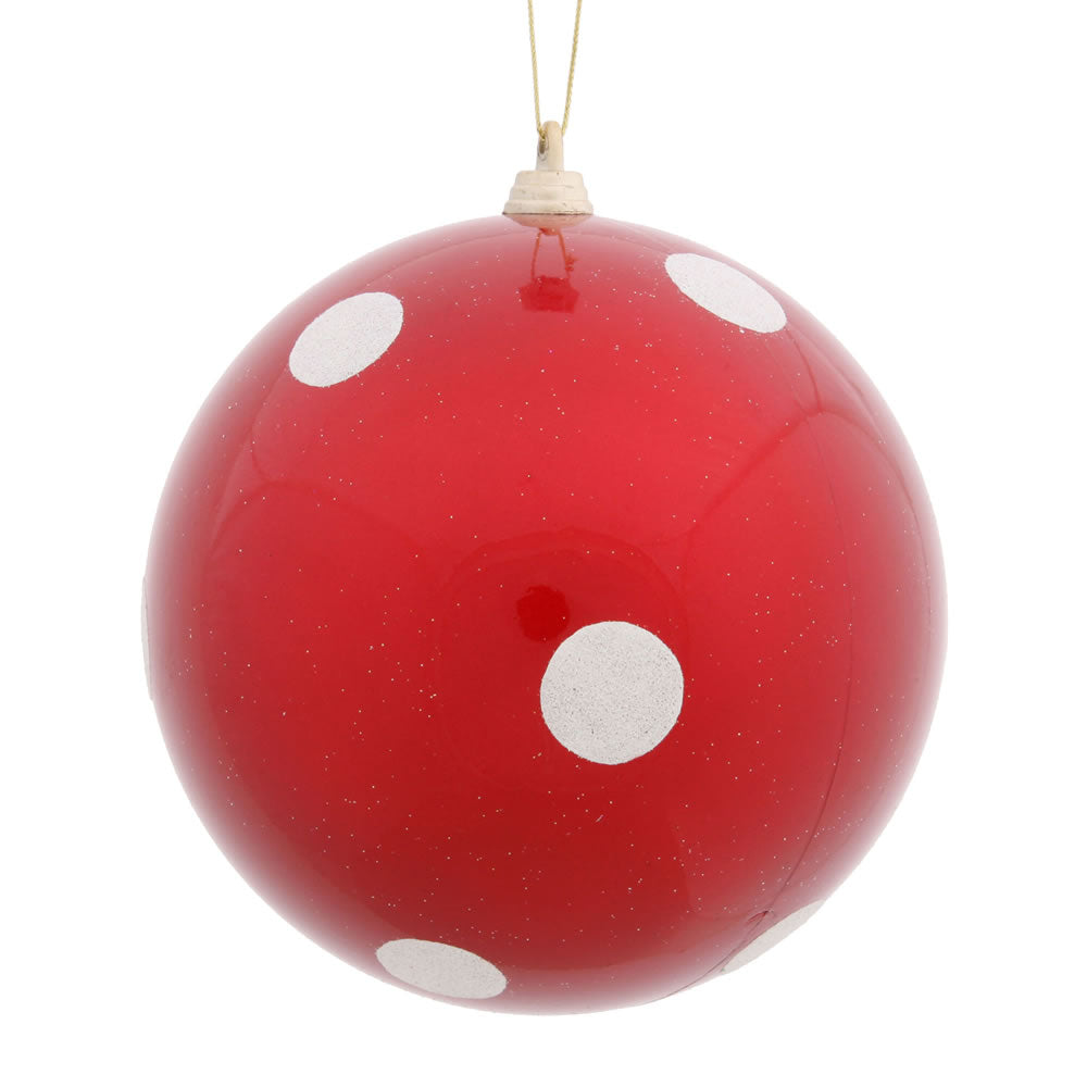 Vickerman 5.5 in. Red Polka Dot Candy Ball Christmas Ornament