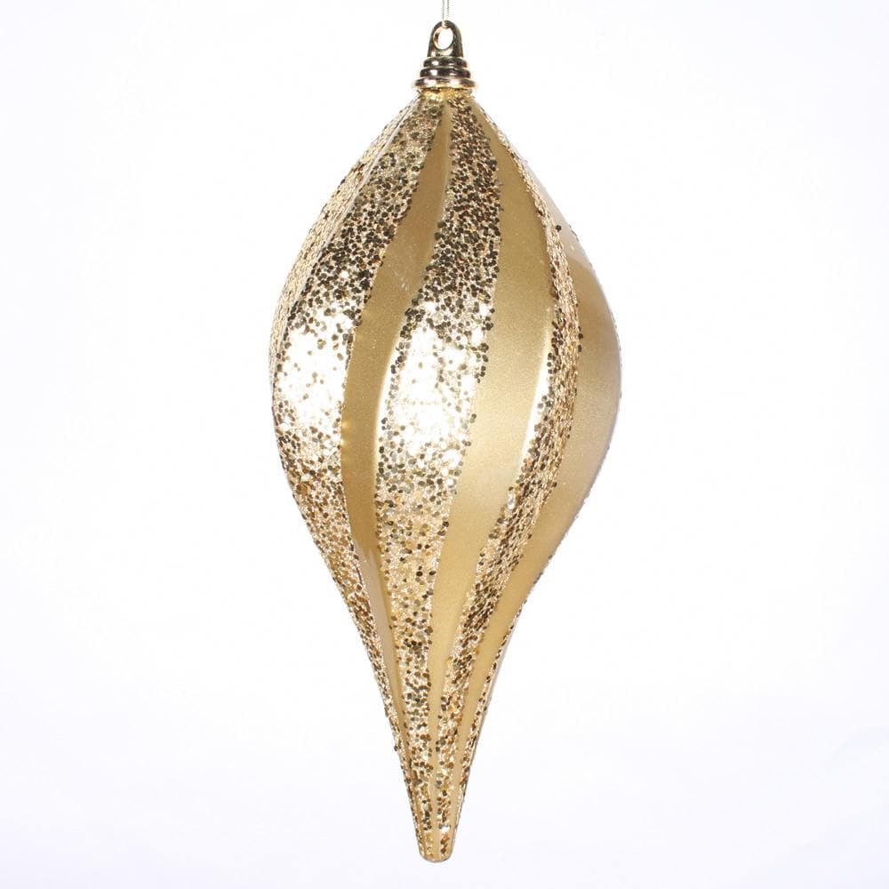 8'' Gold Candy Glitter Swirl Drop Ornament