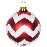 3PK - Vickerman 4.75 in. Red-White Matte Glitter Chevron Ball Christmas Ornament - BulbAmerica