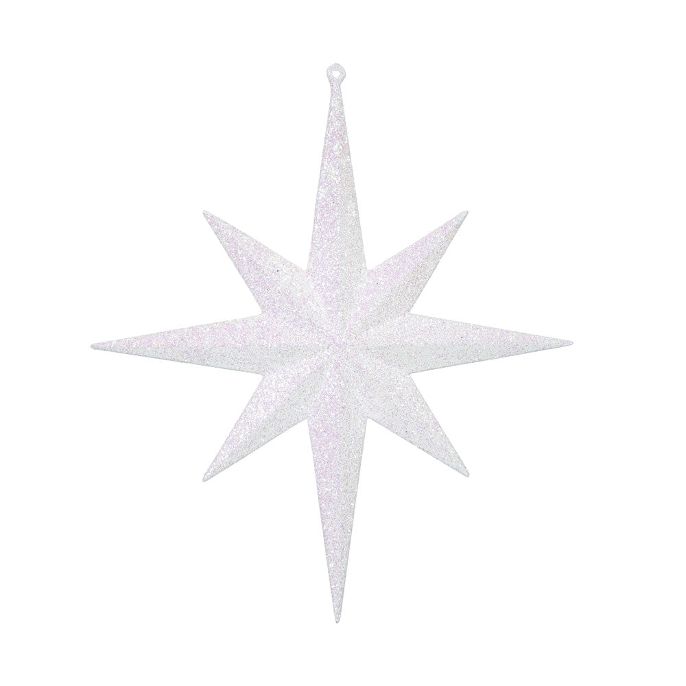 Vickerman 12 in. White Glitter Star Christmas Ornament