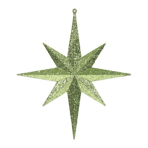 2PK - 12" Lime Glitter Bethlehem Star 8 Point Christmas Ornaments ...