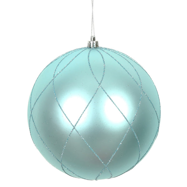 Vickerman 4 in. Baby Blue swirl Glitter Ball Christmas Ornament ...