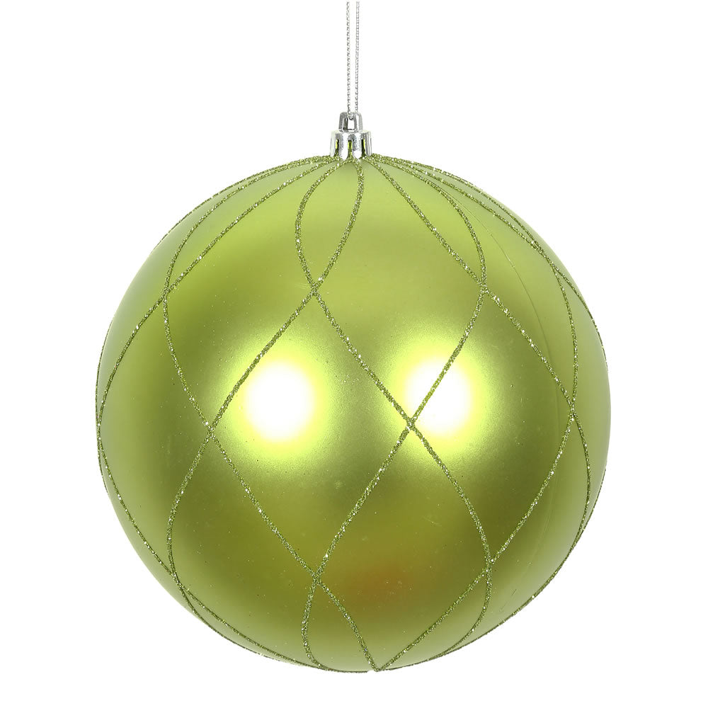 Vickerman 4 in. Lime swirl Glitter Ball Christmas Ornament