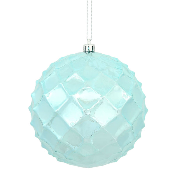 Vickerman 4 in. Baby Blue Shiny Diamond Bauble Christmas Ornament ...