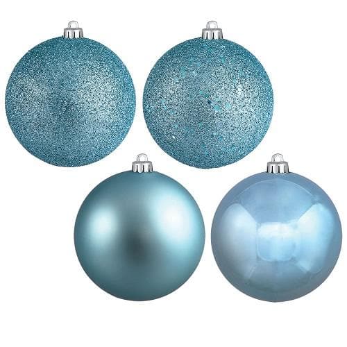 18PK - 1" Baby Blue 4 Finish Assorted Ball Christmas Ornaments