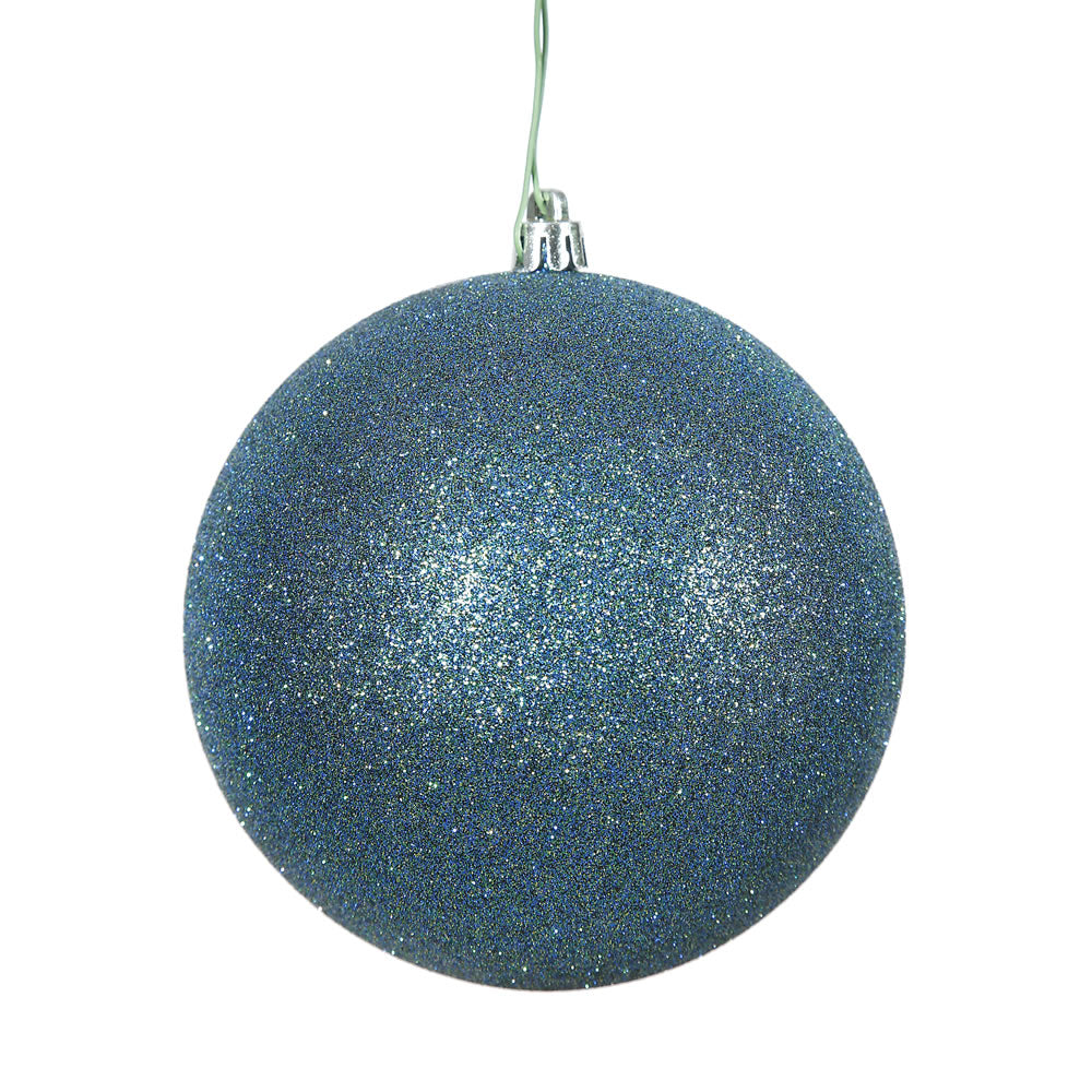 Vickerman 4 in. Sea Blue Glitter Ball Christmas Ornament