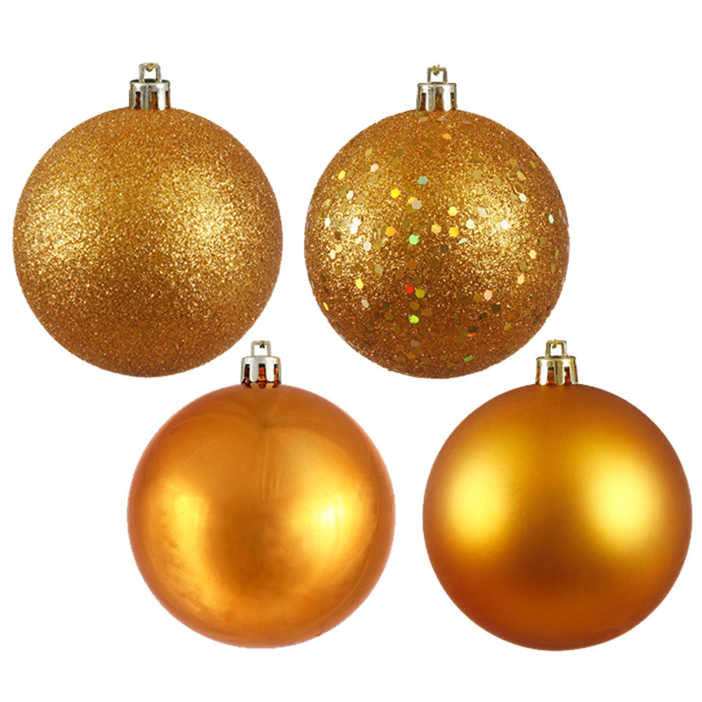 Vickerman 6 in. Antique Gold Ball 4-Finish Asst Christmas Ornament