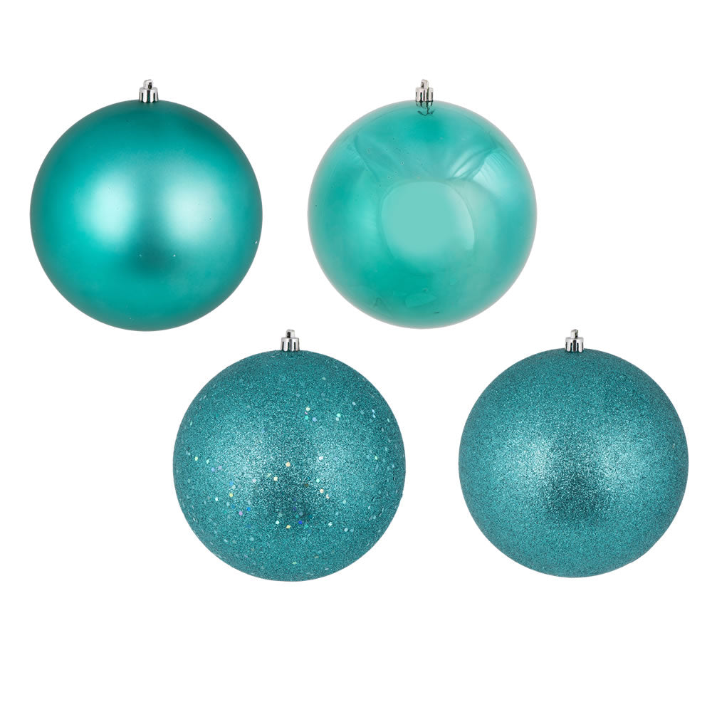 Vickerman 6 in. Teal Ball 4-Finish Asst Christmas Ornament