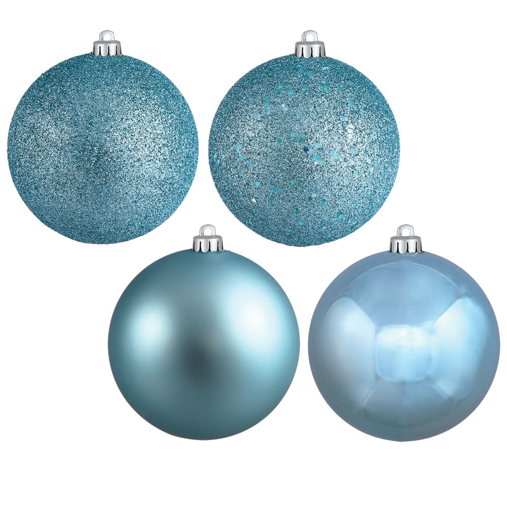 Vickerman 4 in. Baby Blue Ball 4-Finish Asst Christmas Ornament