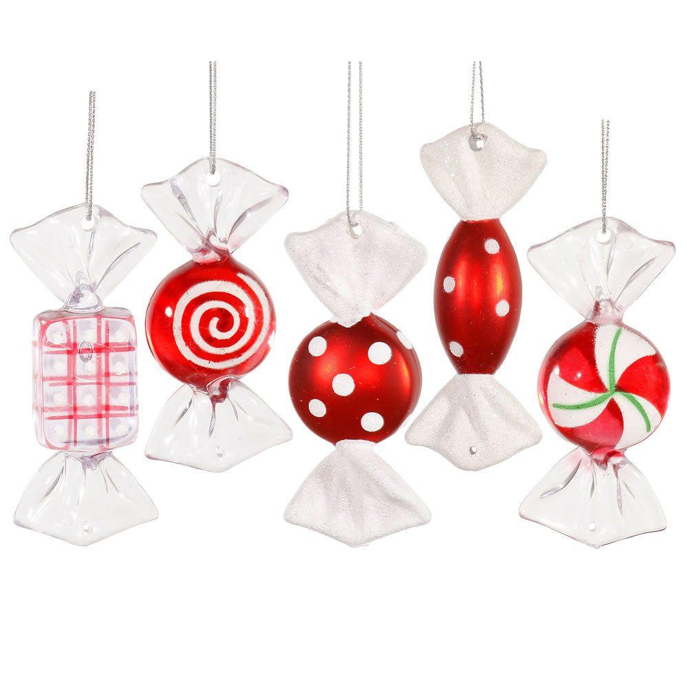 Vickerman 3.5 in. Red-White Candy Candy Christmas Ornament